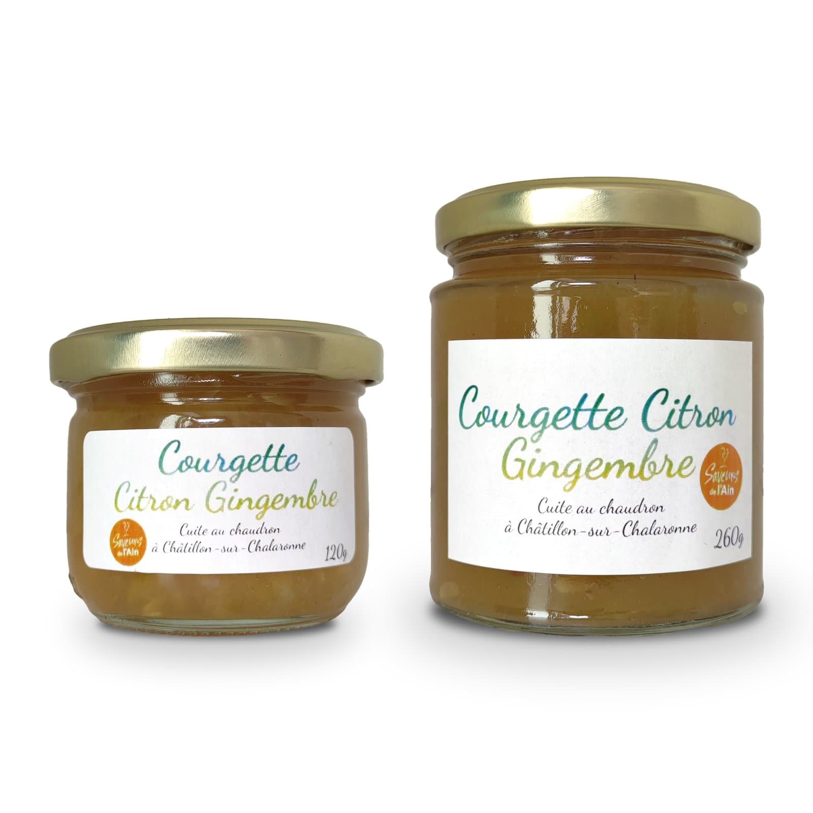 Pots de tartinade Courgette Citron Gingembre, formats 120 g et 260 g