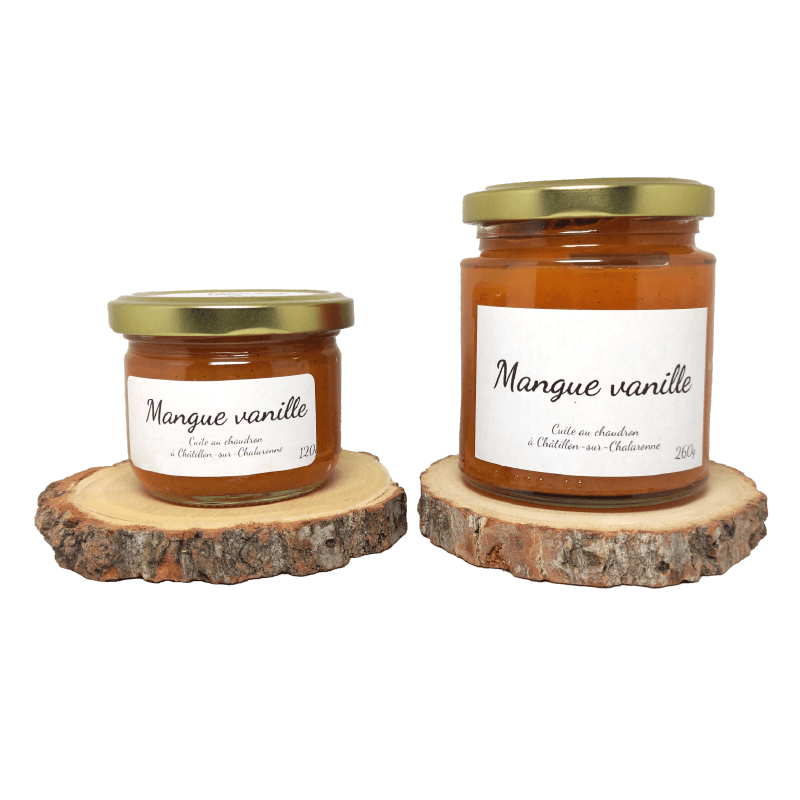 Pots de tartinade Mangue Vanille, formats 120 g et 260 g