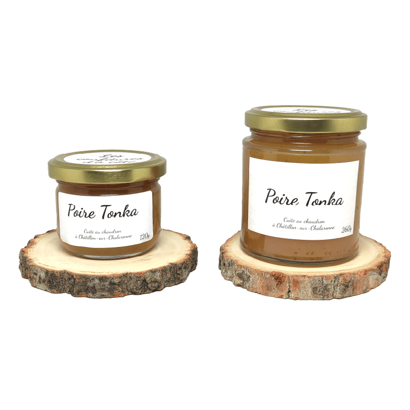 Pots de tartinade Poire Tonka, formats 120 g et 260 g